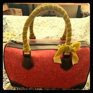 Rare J. Crew Tweed and Velvet Bowling Bag